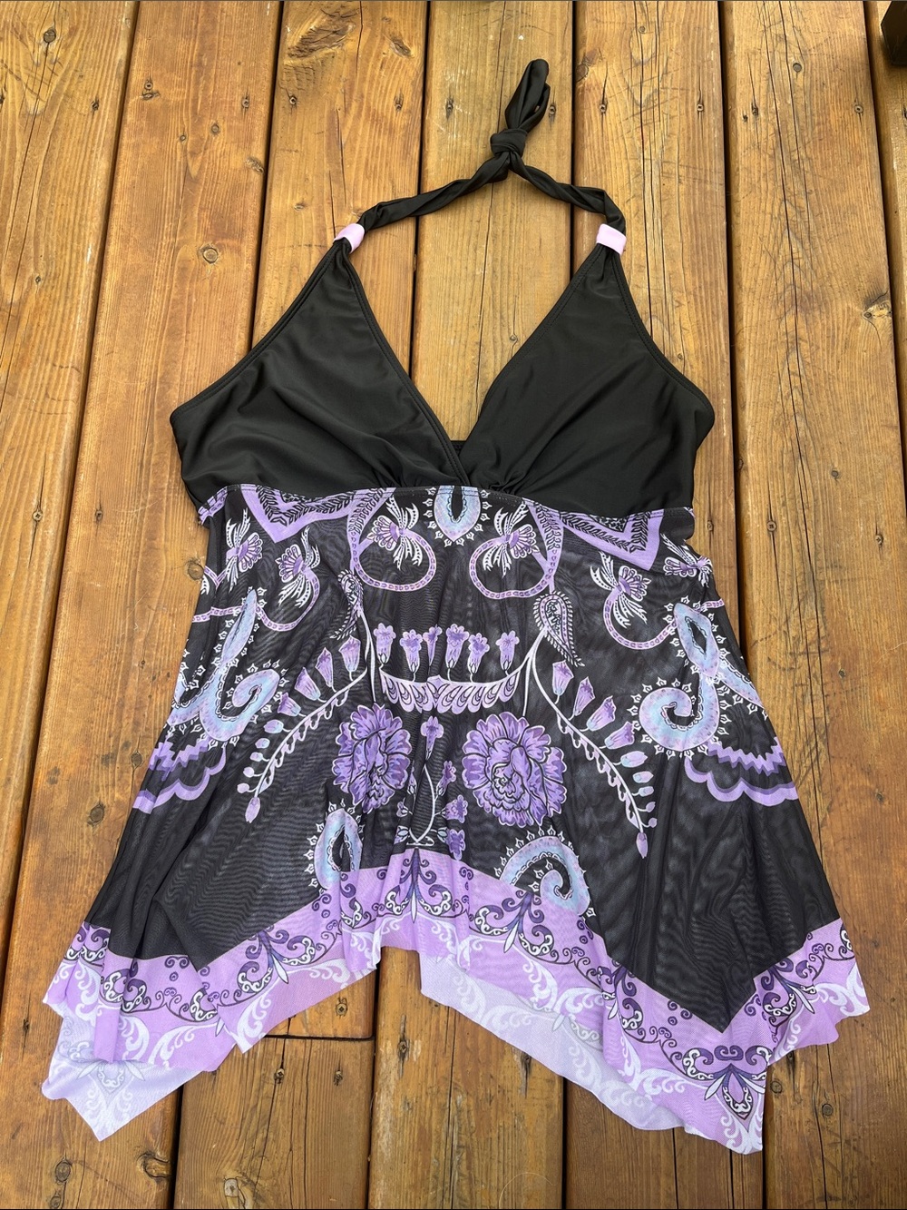 Purple and black whimsigoth bikini coverup top